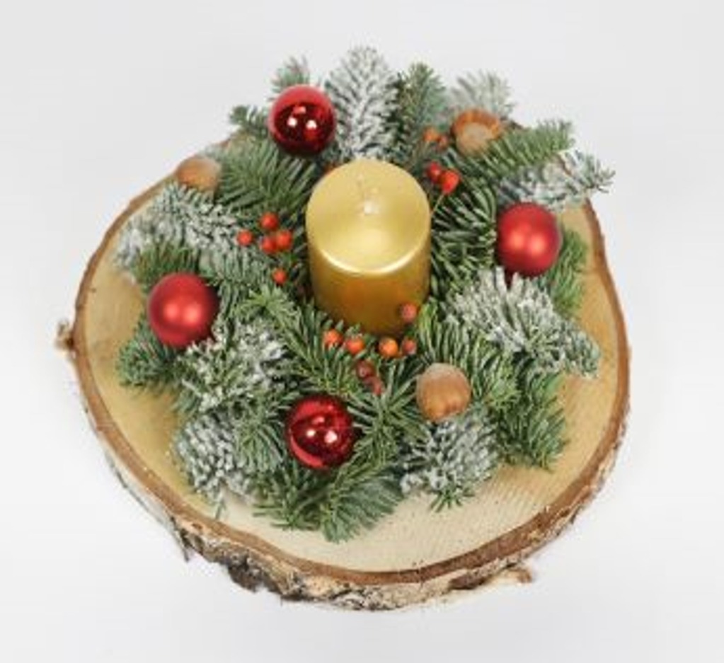 Picture of Birch deco 2 with snow/candle 25CM